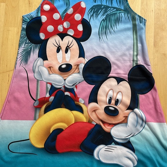 NWT DISNEY MICKEY & MINNIE MOUSE TANK DRESS GIRLS M 7-8 BEACHY SUMMER STRETCH - Picture 7 of 8